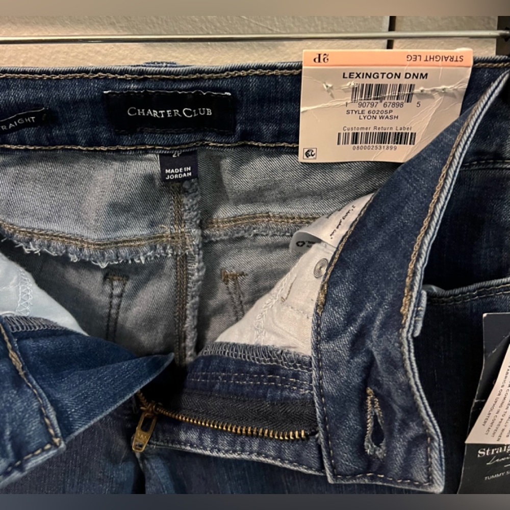 ๐ Charter Club Blue Straight Leg Jeans Premium Denim (Size 2P) - Picture 3 of 6